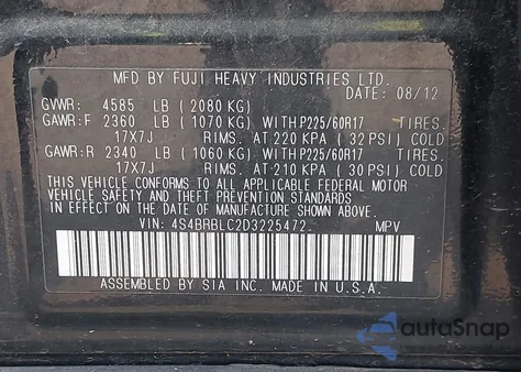 2013 Subaru Outback 2.5I Limited from USA, damaged, VIN 4S4BRBLC2D3225472